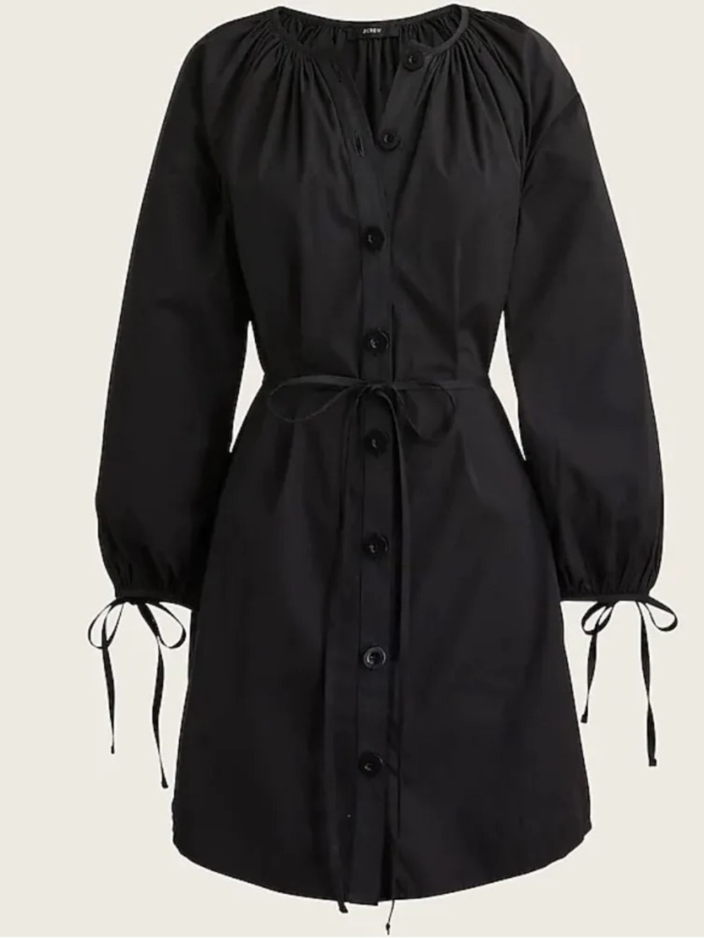 J. Crew Tie-sleeve Button-front Dress in Cotton Poplin
